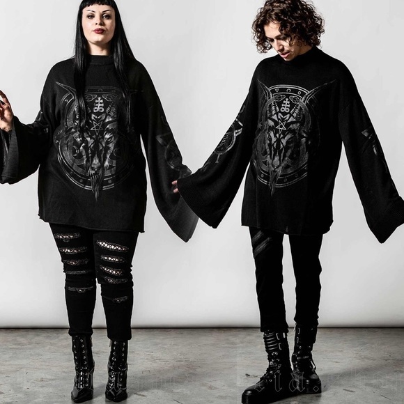 Killstar Revelation Goth Knit Oversized Bell Sleeve Sweater Size Medium - Picture 1 of 14